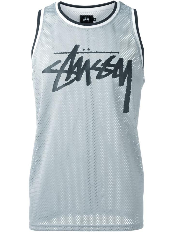 Stussy Logo Print Basketball Tank Top