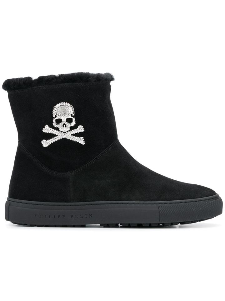 Philipp Plein Fur Ankle Boots - Black