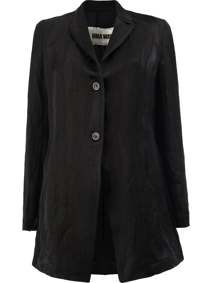 Uma Wang - Wavy Stripe Detail Blouse - Women - Linen/flax/viscose - L, Black, Linen/flax/viscose