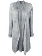 Avant Toi - Broad Lapel Open Cardigan - Women - Linen/flax/polyamide - L, Grey, Linen/flax/polyamide