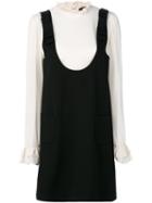 Twin-set - Contrast Short Dress - Women - Polyamide/viscose/elastolefin - 40, Black, Polyamide/viscose/elastolefin