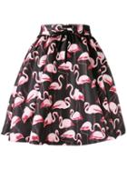 Red Valentino Flamingo Print Drawstring Skirt, Women's, Size: 40, Black, Polyester/cotton