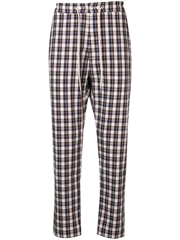 Drôle De Monsieur Check Cropped Trousers - White