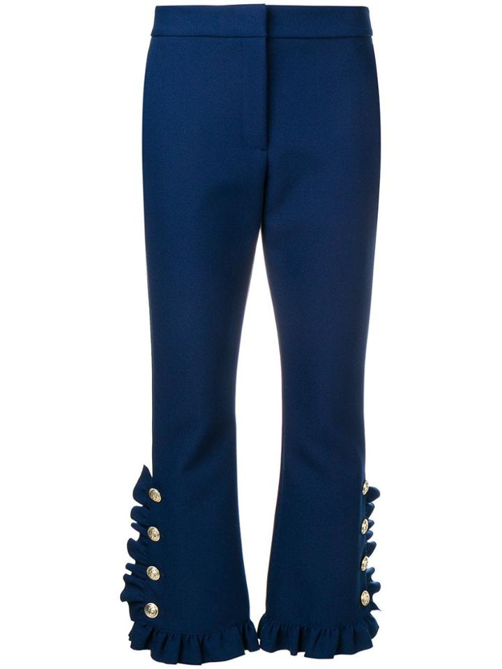 Msgm Ruffled Cropped Trousers - Blue