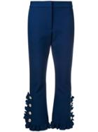 Msgm Ruffled Cropped Trousers - Blue