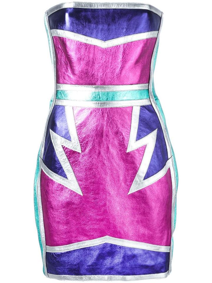 Glam Metallic Dress, Women's, Size: 38, Pink/purple, Viscose/polyester/leather, Dsquared2