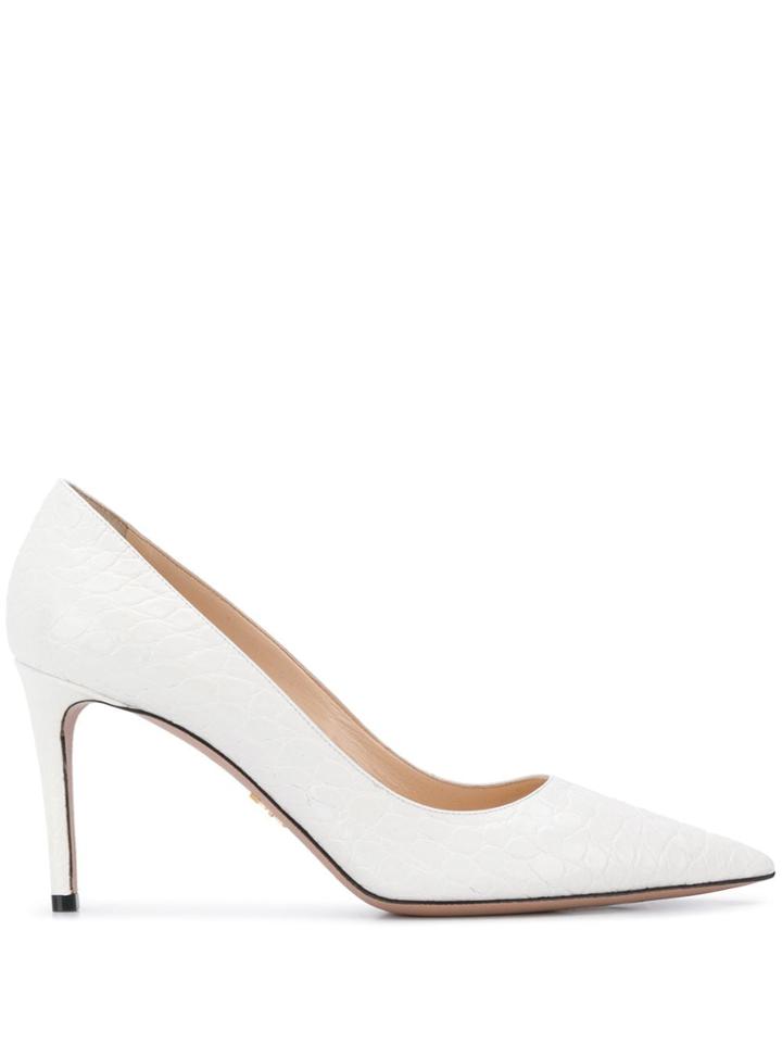 Prada Saffiano Textured Pumps - White