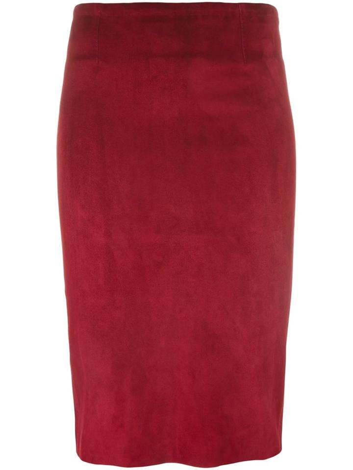 Stouls 'gilda' Pencil Skirt, Women's, Size: Small, Red, Cotton/spandex/elastane/suede