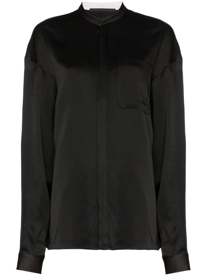Haider Ackermann Collarless Silk Shirt - Black