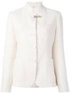 Fay Embossed Print Fitted Jacket - White