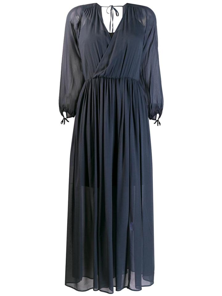 Semicouture Wrap Front Midi Dress - Blue