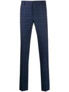 Ps Paul Smith Checked Pattern Tapered Trousers - Blue