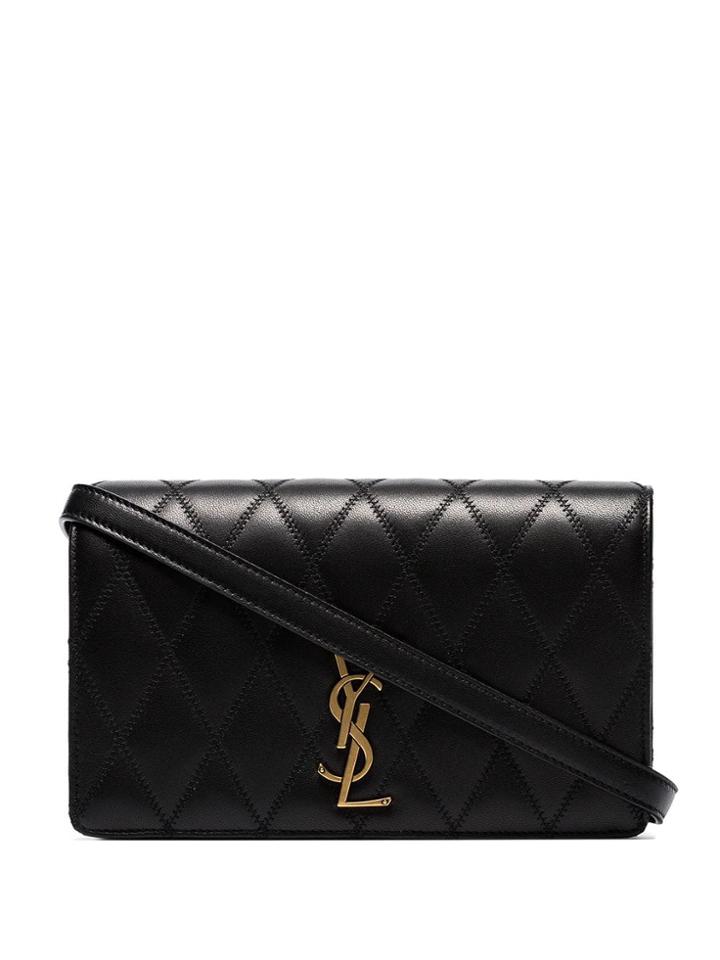 Saint Laurent Black Angie Quilted Leather Shoulder Bag