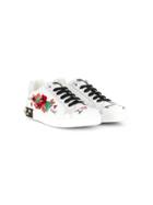 Dolce & Gabbana Kids Teen Embellished Sneakers - White