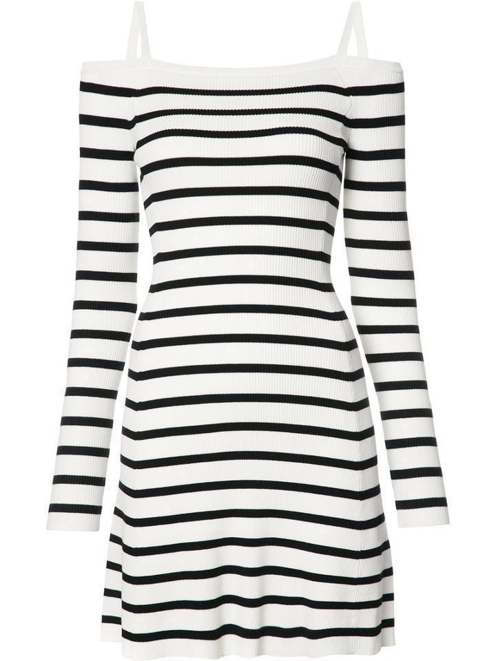 Theory Striped Flared Dress, Women's, Size: Large, White, Viscose/spandex/elastane/polyester