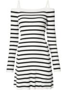 Theory Striped Flared Dress, Women's, Size: Large, White, Viscose/spandex/elastane/polyester