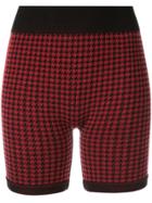 Nagnata Suki Houndstooth Biker Shorts - Red