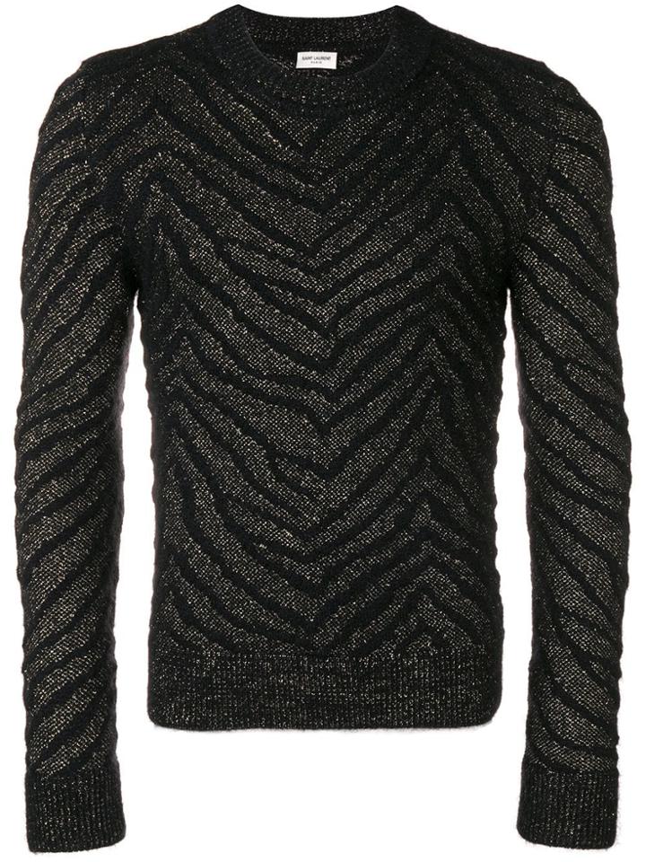 Saint Laurent Metallic Zebra Jumper - Black