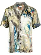 Dries Van Noten Silk Printed Bowling Shirt, Men's, Size: 52, Green, Viscose