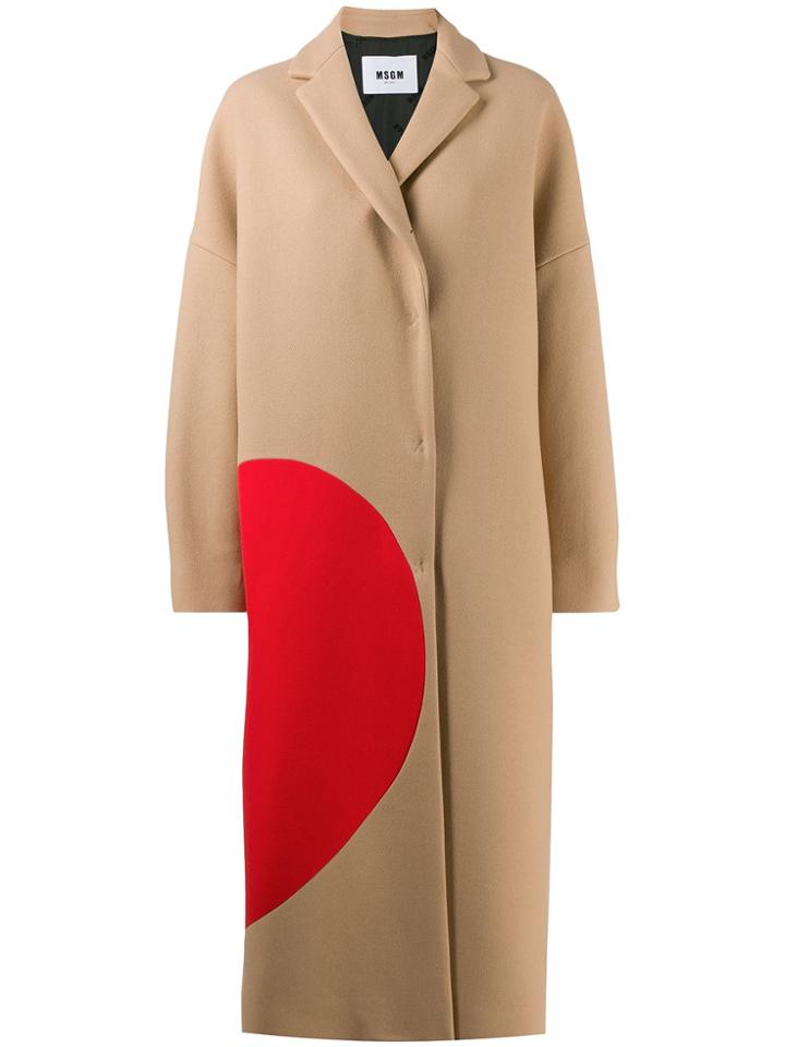 Msgm Broken Heart Detail Oversized Coat - Brown