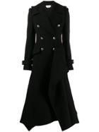 Alexander Mcqueen Double Breasted Asymmetric Coat - Black