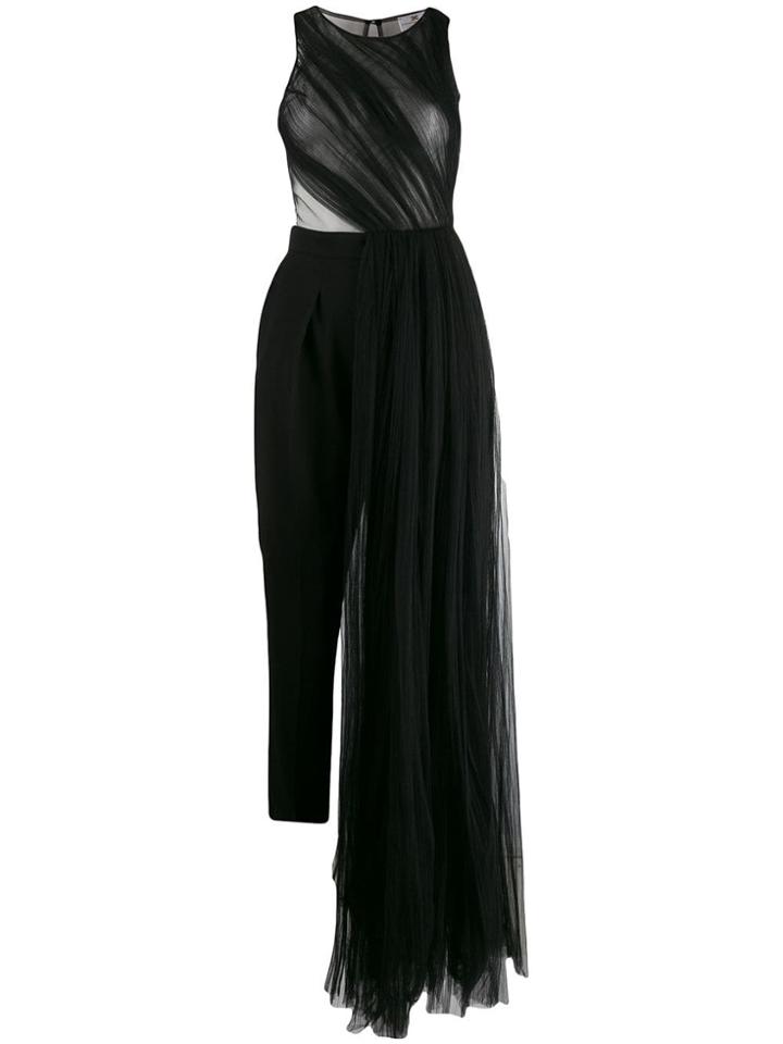 Elisabetta Franchi Tulle Detail Jumpsuit - Black