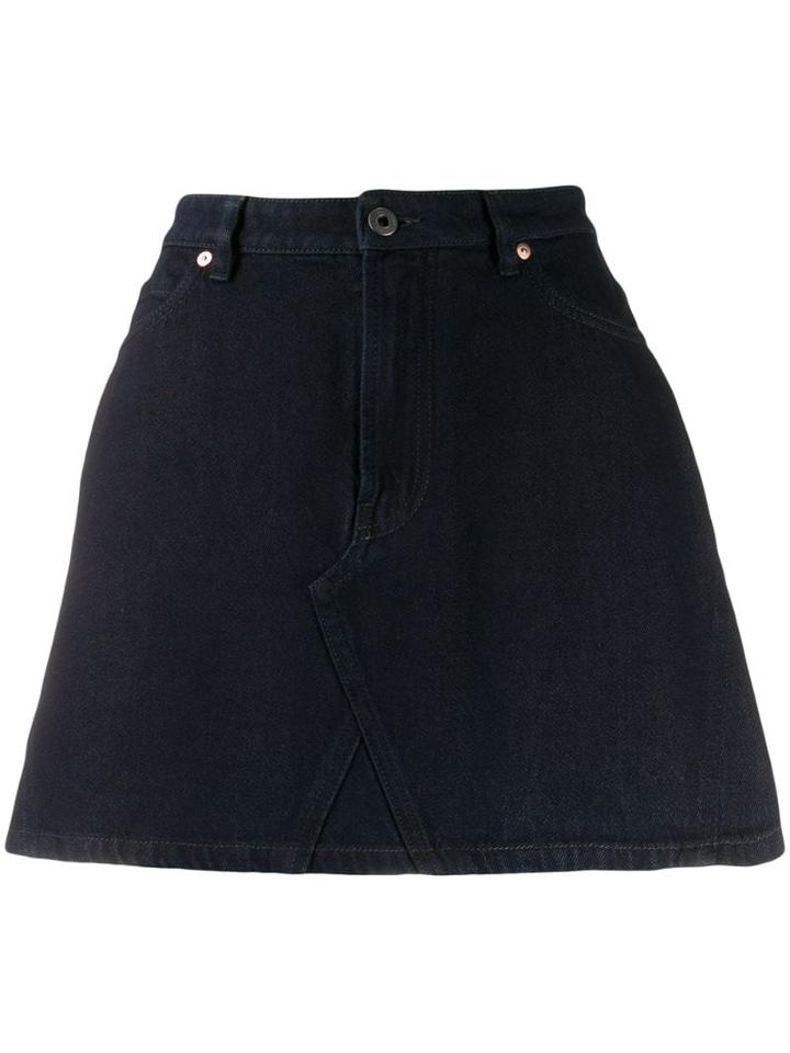 Valentino Logo Printed Denim Skirt - Blue