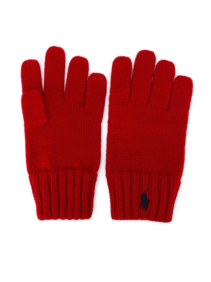 Ralph Lauren Kids Knitted Gloves, Boy's, Red