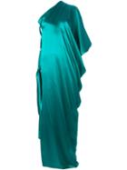 Lanvin Draped One Shoulder Gown, Women's, Size: 36, Green, Silk/brass
