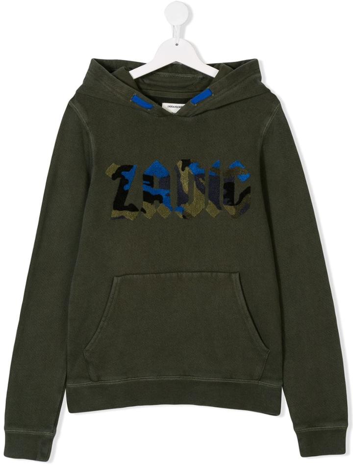 Zadig & Voltaire Kids Teen Logo Patch Hoodie - Green
