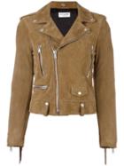Saint Laurent Classic Fringed Motorcyle Jacket, Women's, Size: 36, Brown, Goat Skin/polyester/cupro/cotton