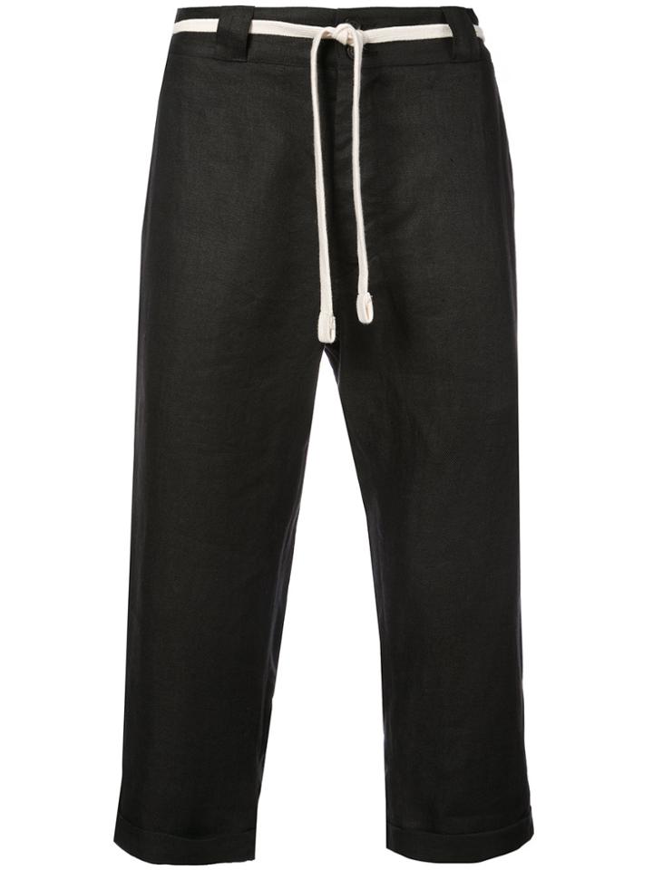 Herman Tie Waist Cropped Trousers - Blue
