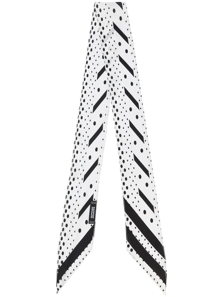Rockins Polka Dot And Stripe Skinny Scarf - White