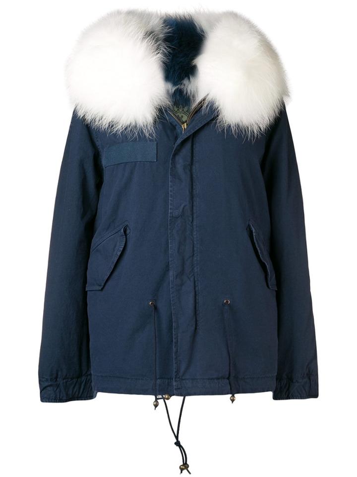 Mr & Mrs Italy Fur Collar Coat - Blue