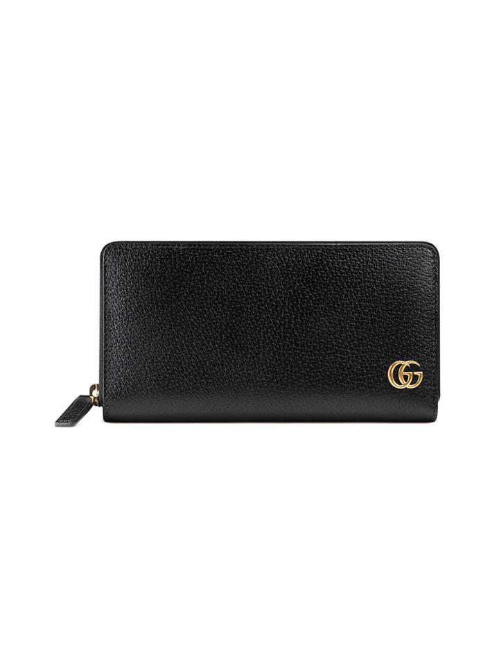 Gucci Gg Marmont Leather Zip Around Wallet - Black