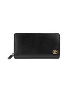 Gucci Gg Marmont Leather Zip Around Wallet - Black