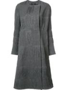 Narciso Rodriguez Textured Check Coat, Women's, Size: 38, Grey, Wool
