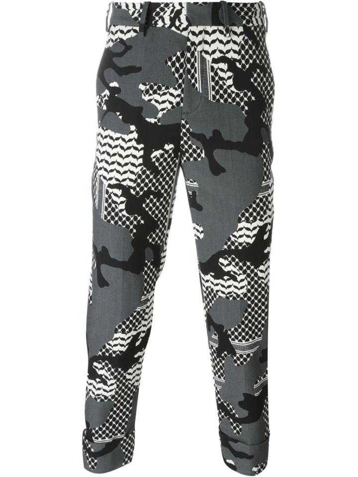Neil Barrett Pattern Camouflage Trousers, Men's, Size: 50, Black, Cotton/polyamide/spandex/elastane