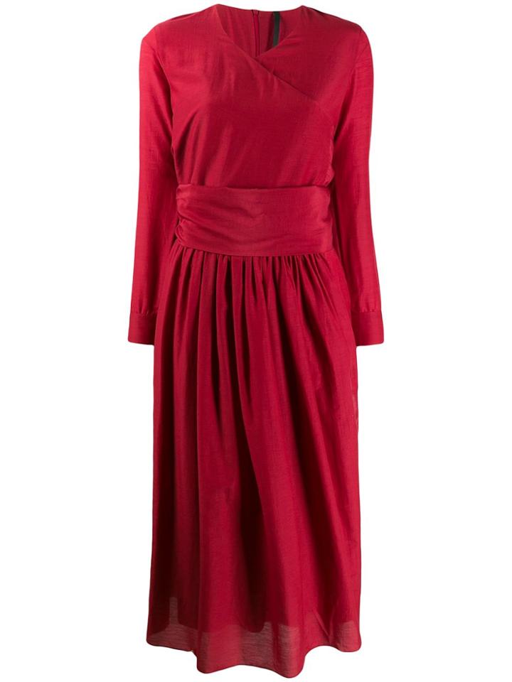 Sara Lanzi V-neck Midi Dress - Red