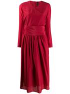 Sara Lanzi V-neck Midi Dress - Red