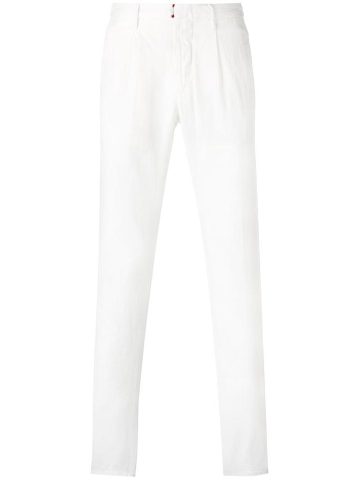 Incotex Plain Chinos, Men's, Size: 36, White, Cotton/linen/flax
