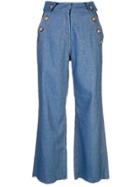 Derek Lam 10 Crosby Slim Denim Culotte With Button Detail - Blue