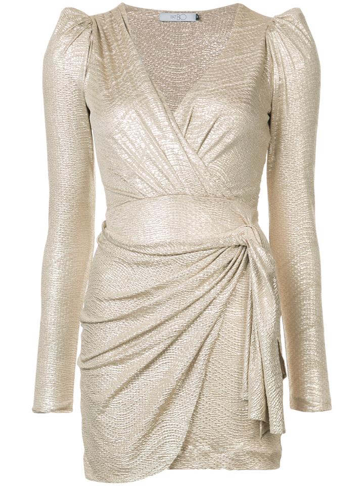 Patbo Ruched Plunge Dress - Metallic
