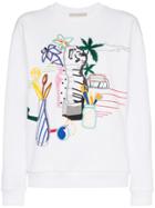 Mary Katrantzou Saker Bead Embroidered Cotton Sweatshirt - White