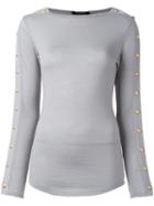 Balmain Buttoned Sleeve Jumper, Women's, Size: 36, Grey, Cashmere/wool