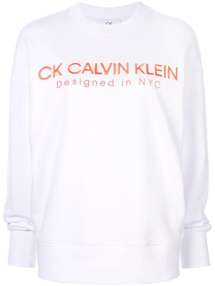 Ck Calvin Klein Contrast Logo Sweatshirt - White