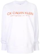 Ck Calvin Klein Contrast Logo Sweatshirt - White
