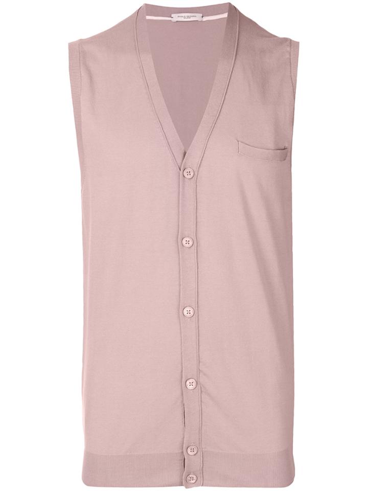Paolo Pecora V-neck Waistcoat - Pink & Purple