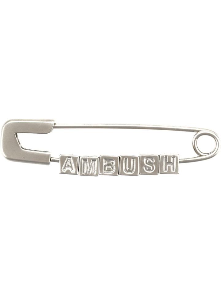 Ambush Letter Block Safety Pin Brooch - Silver