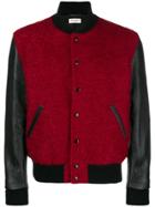 Saint Laurent Color Block Varsity Jacket - Red